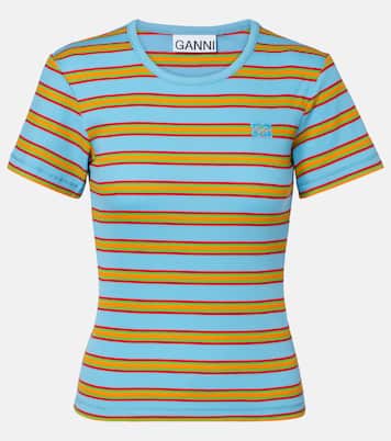 Striped cotton-blend T-shirt | Ganni