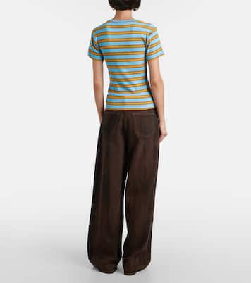 Striped cotton-blend T-shirt | Ganni