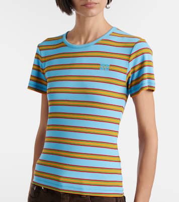 Striped cotton-blend T-shirt | Ganni
