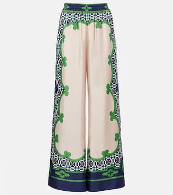 Printed silk twill palazzo pants  | La DoubleJ