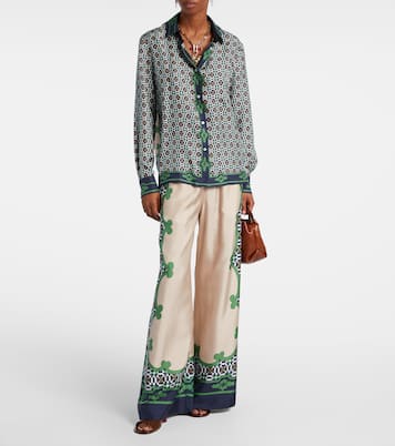 Printed silk twill palazzo pants  | La DoubleJ