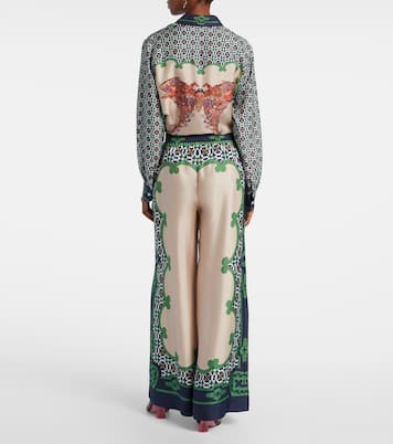 Printed silk twill palazzo pants  | La DoubleJ