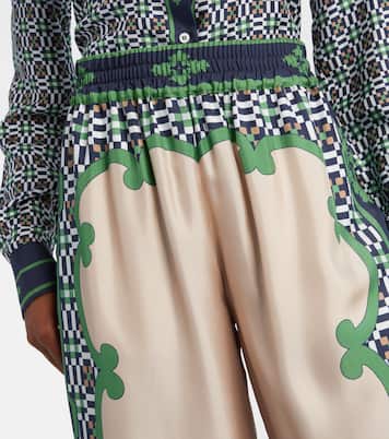 Printed silk twill palazzo pants  | La DoubleJ
