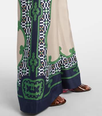 Printed silk twill palazzo pants  | La DoubleJ