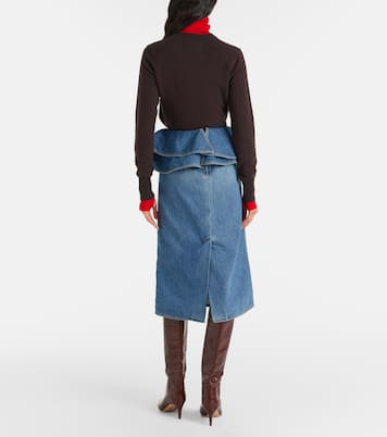Peplum denim midi skirt | Plan C