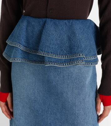 Peplum denim midi skirt | Plan C