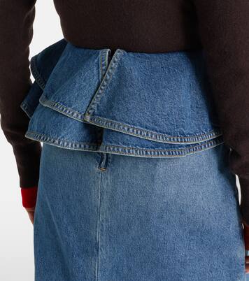 Peplum denim midi skirt | Plan C