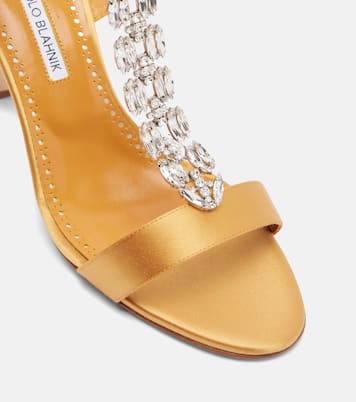 Crystal-embellished satin sandals | Manolo Blahnik