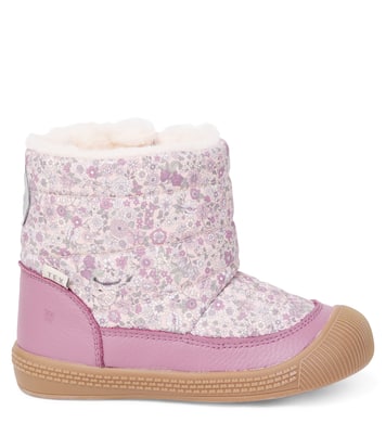 Delaney Tex floral leather-trimmed boots | Wheat