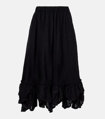 Jupe midi en laine mélangée  | Noir Kei Ninomiya