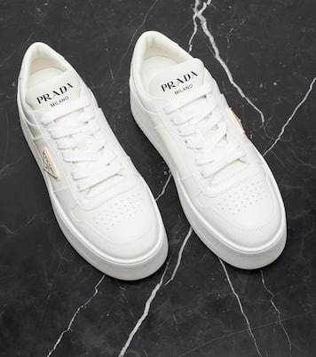 Downtown Bold leather platform sneakers | Prada