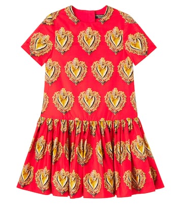 Printed cotton poplin dress | Dolce&Gabbana Kids