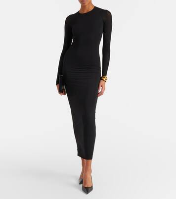 Semi-sheer jersey midi dress | Wardrobe.NYC