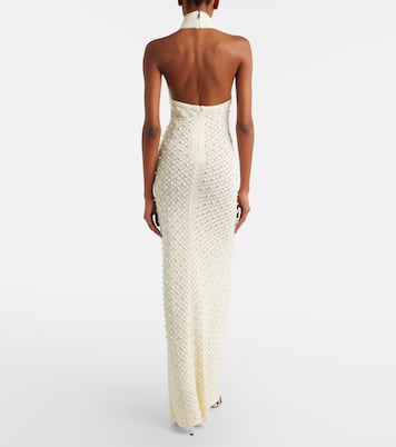 Crochet embellished turtleneck gown | David Koma
