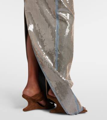 Abito lungo di jeans Prong con paillettes | Rick Owens