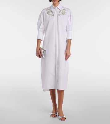 فستان قميص من القطن البوبلين بتطريز | Erdem