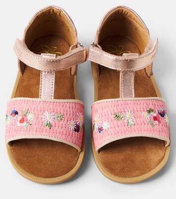 Sandalias Poppy Air Natur de piel con rafia | Pom d'Api