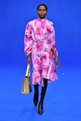 Twisted printed crêpe midi dress | Balenciaga