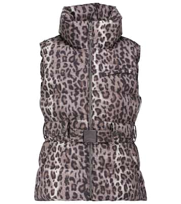Leopard-print belted ski vest | Jet Set