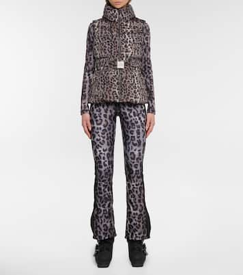 Leopard-print belted ski vest | Jet Set
