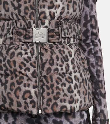 Leopard-print belted ski vest | Jet Set