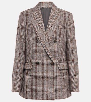 Double-breasted wool-blend blazer | Brunello Cucinelli