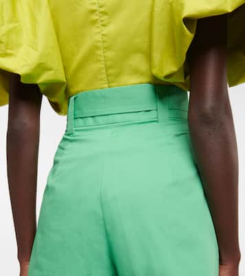 Shorts in popeline di cotone a vita alta | Oscar de la Renta