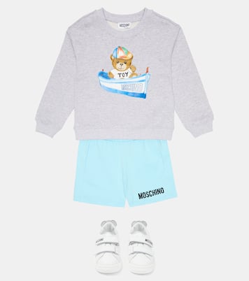 Shorts en mezcla de algodón con logo | Moschino Kids