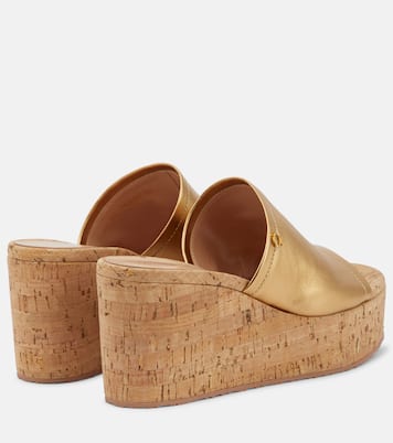 Wedge-Pantoletten aus Metallic-Leder | Gianvito Rossi