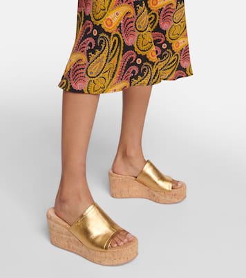 Wedge-Pantoletten aus Metallic-Leder | Gianvito Rossi