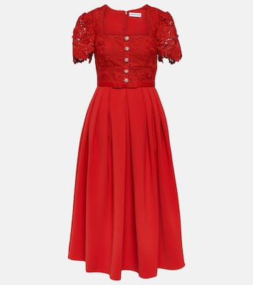 Lace crêpe midi dress | Self-Portrait