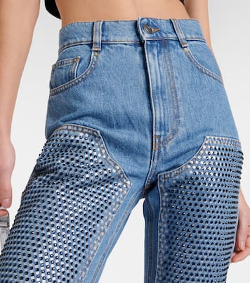 Verzierte High-Rise Straight Jeans | Area