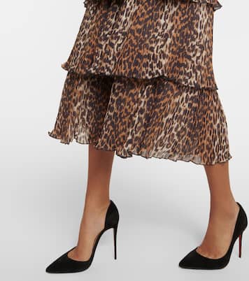 Leopard-print georgette midi dress | Ganni