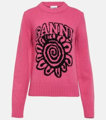 Jersey en mezcla de lana con logo | Ganni