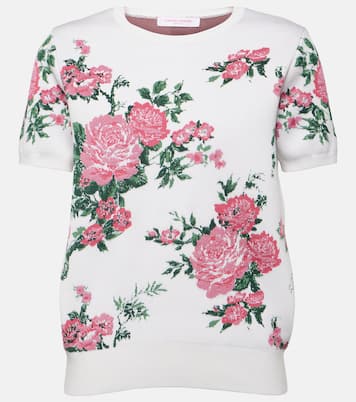 Top in misto seta con stampa floreale | Carolina Herrera
