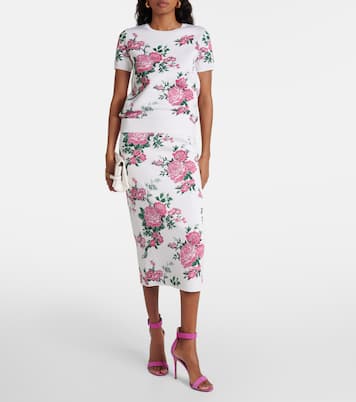 Top in misto seta con stampa floreale | Carolina Herrera