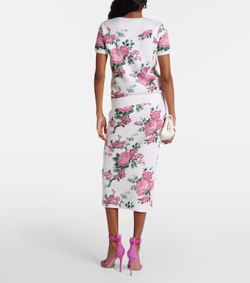 Top in misto seta con stampa floreale | Carolina Herrera