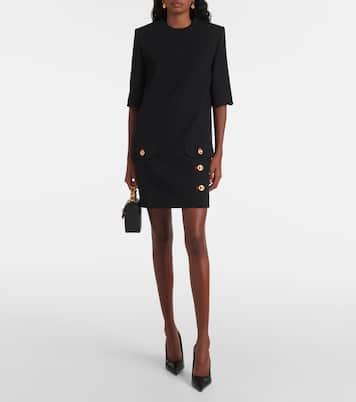 Vestido corto de gabardina de lana | Versace
