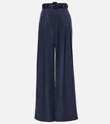 Pantaloni a gamba larga Tuck in seta | Zimmermann