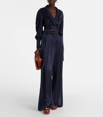 Pantaloni a gamba larga Tuck in seta | Zimmermann