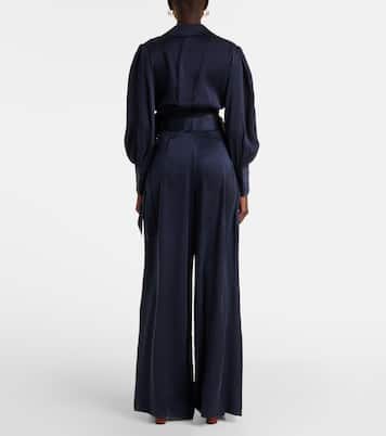Pantaloni a gamba larga Tuck in seta | Zimmermann