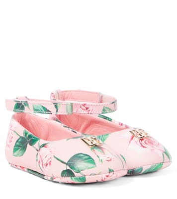 Bébé – Ballerines DG en cuir à fleurs | Dolce&Gabbana Kids