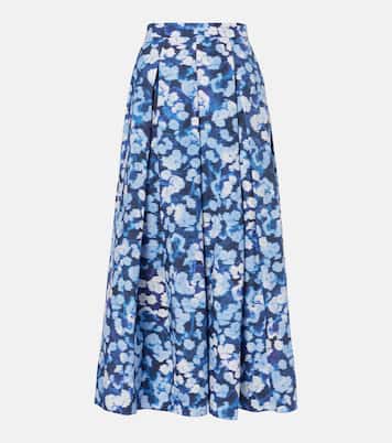 Falda midi de algodón floral plisada | Erdem