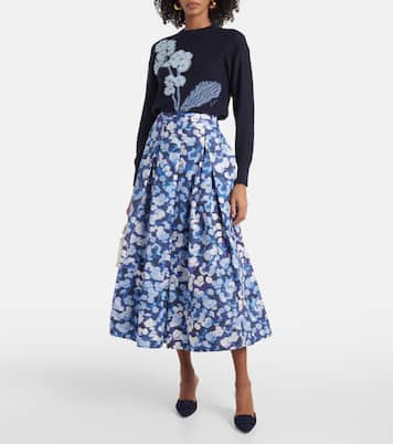 Falda midi de algodón floral plisada | Erdem