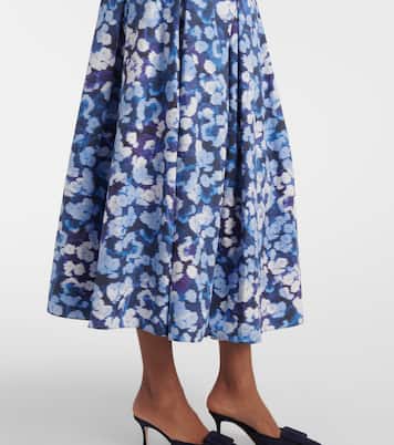 Falda midi de algodón floral plisada | Erdem
