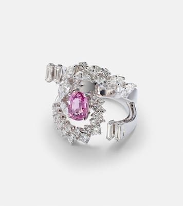 Anello Reign Supreme in oro bianco 18kt con diamanti e zaffiro | Yeprem