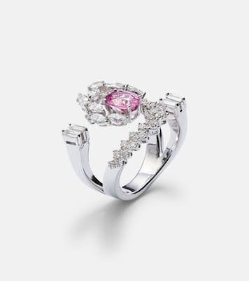 Anello Reign Supreme in oro bianco 18kt con diamanti e zaffiro | Yeprem