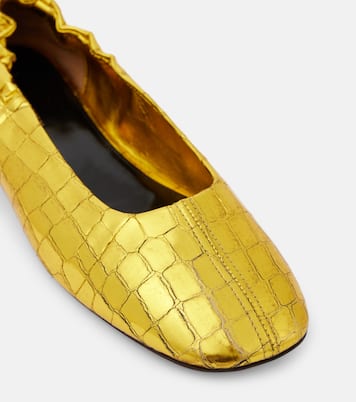 Ballerines en cuir métallisé embossé | Dries Van Noten