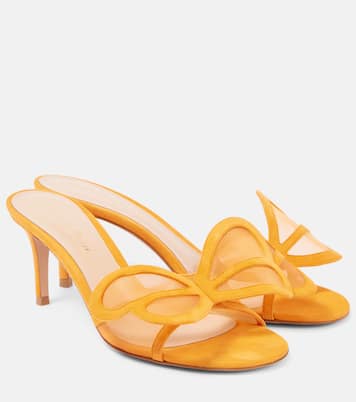 Ilia suede-trimmed mesh mules | Gianvito Rossi