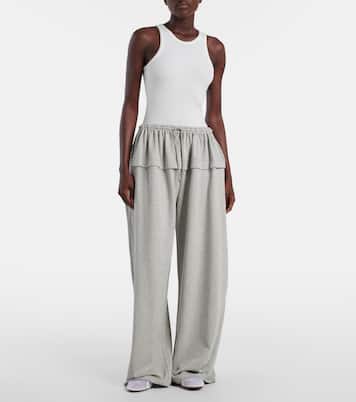 Ruffled cotton-blend track pants | Alaïa